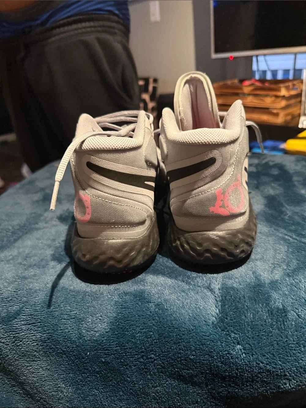 Nike Kids Gray and Pink KD Basketball Sneakers